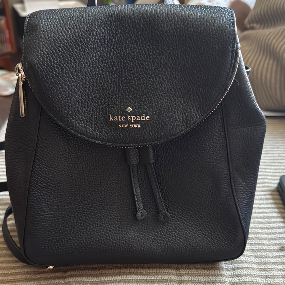 Kate Spade Black Backpack Pebbled Leather